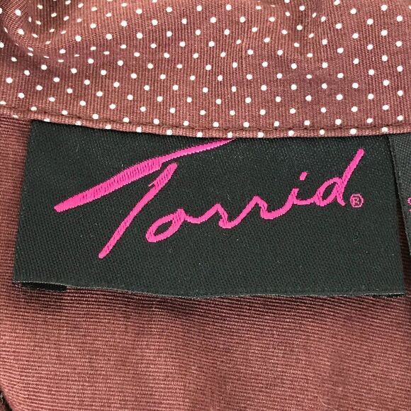 Torrid Polka Dot Button Down Shirt Women's Plus Size 2/2X Pockets Smocked Cotton - Picture 8 of 10